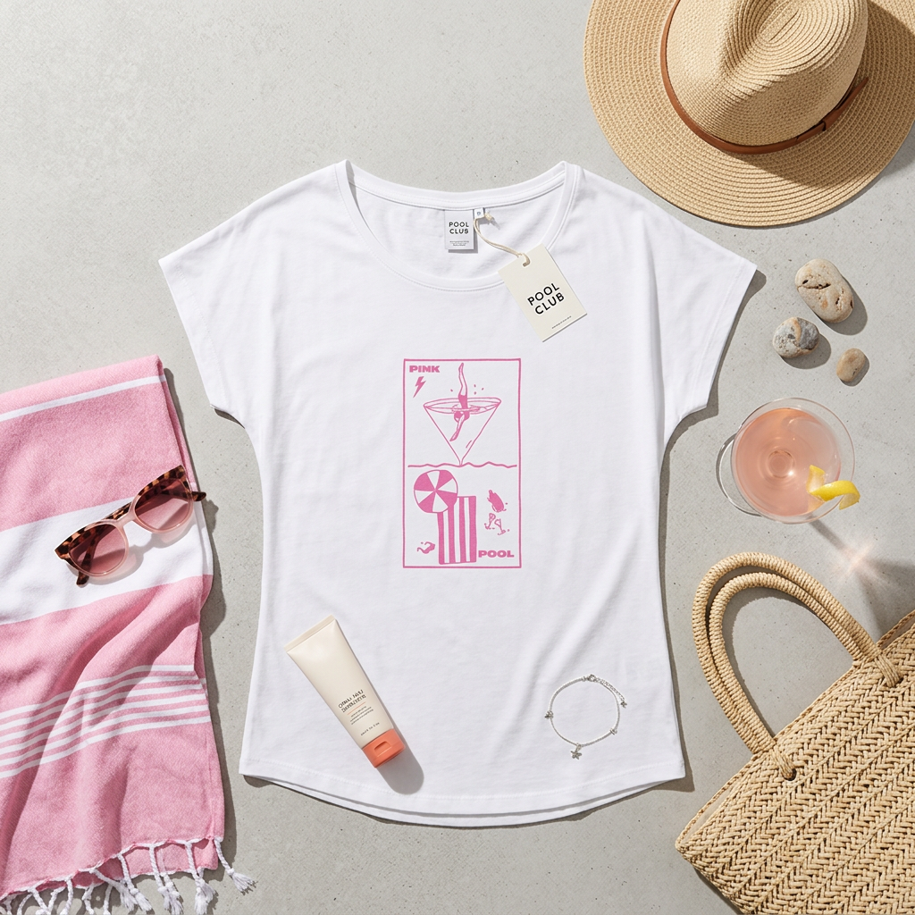 T-SHIRT ROSÉ PISCINE
