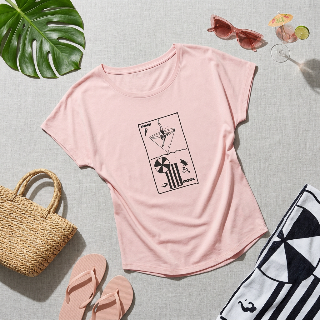 T-SHIRT ROSÉ PISCINE