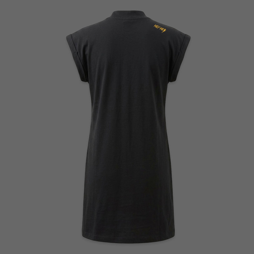 look noir et décontracté : robe noire d'été Hey Hey avec éclair doré