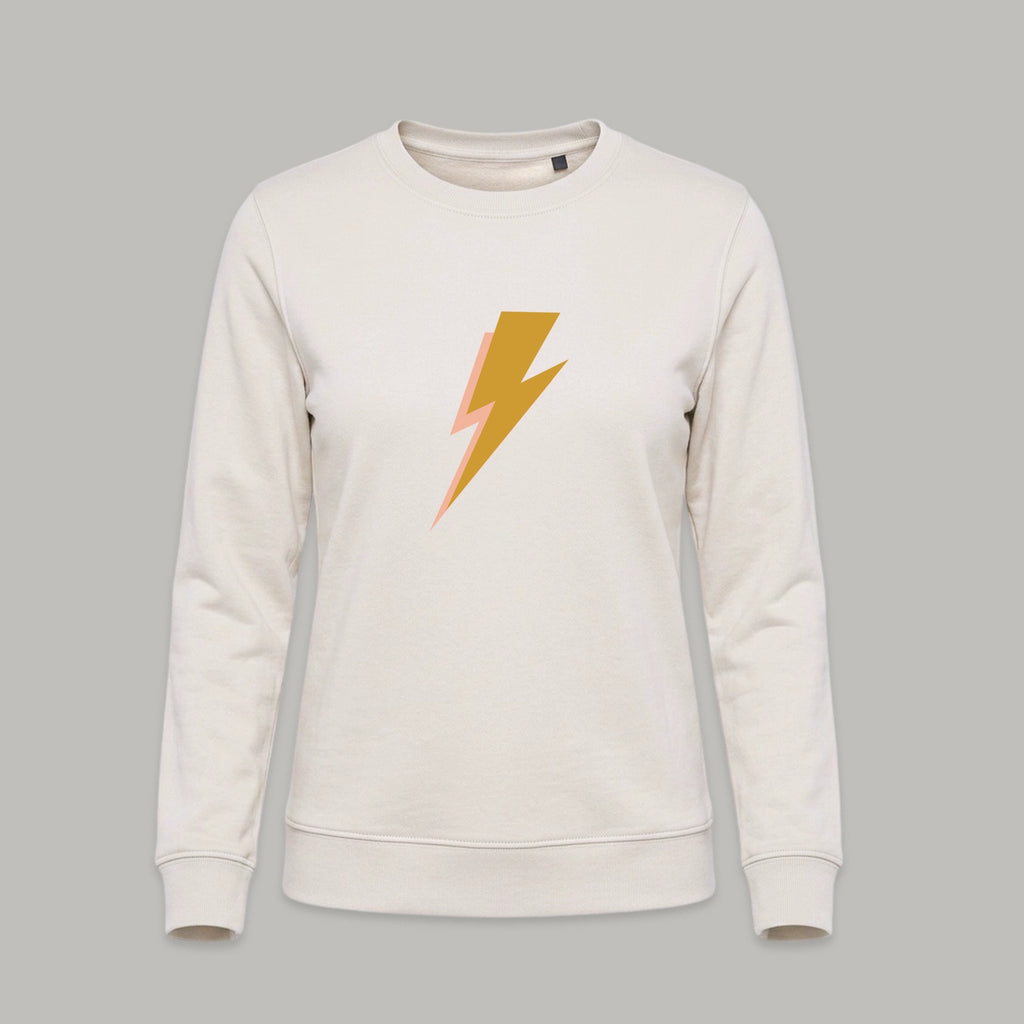 Sweat-shirt beige à imprimé éclair doré de la marque Hey Hey