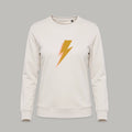 Sweat-shirt beige à imprimé éclair doré de la marque Hey Hey