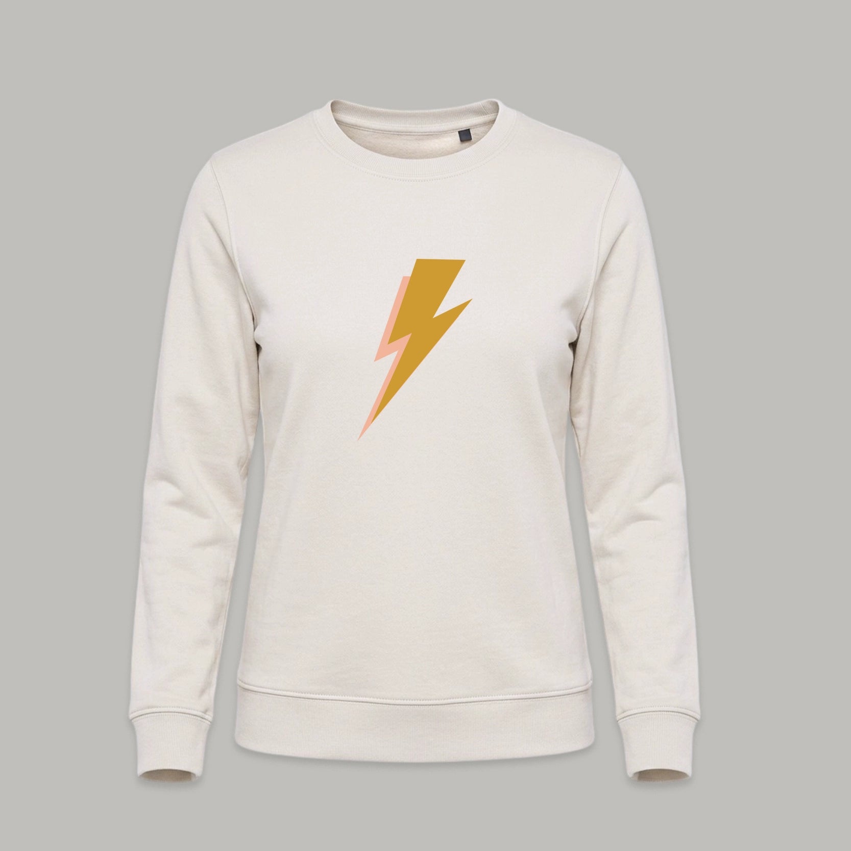 Sweat-shirt beige à imprimé éclair doré de la marque Hey Hey