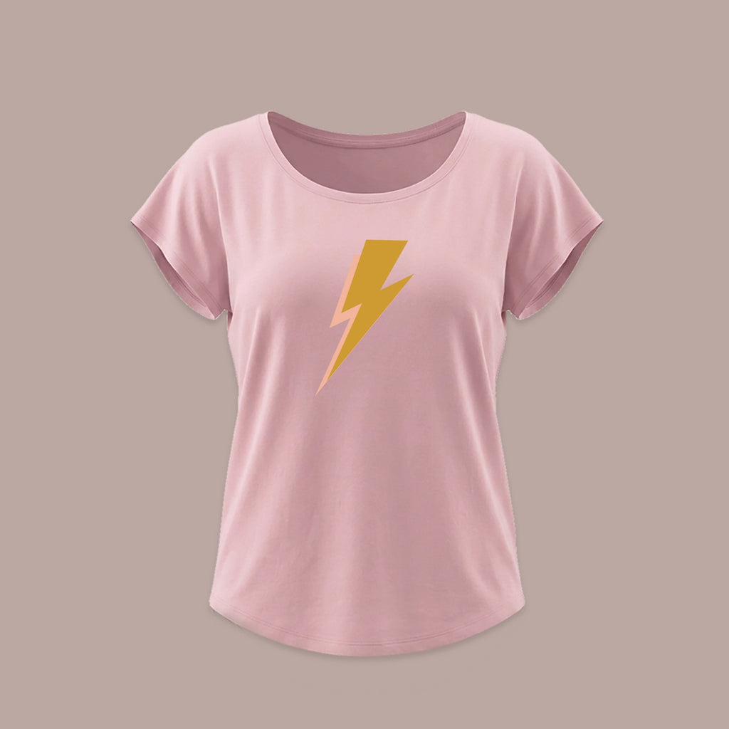 T-shirt rose Heyhey pour femme avec illustration éclair à l'avant