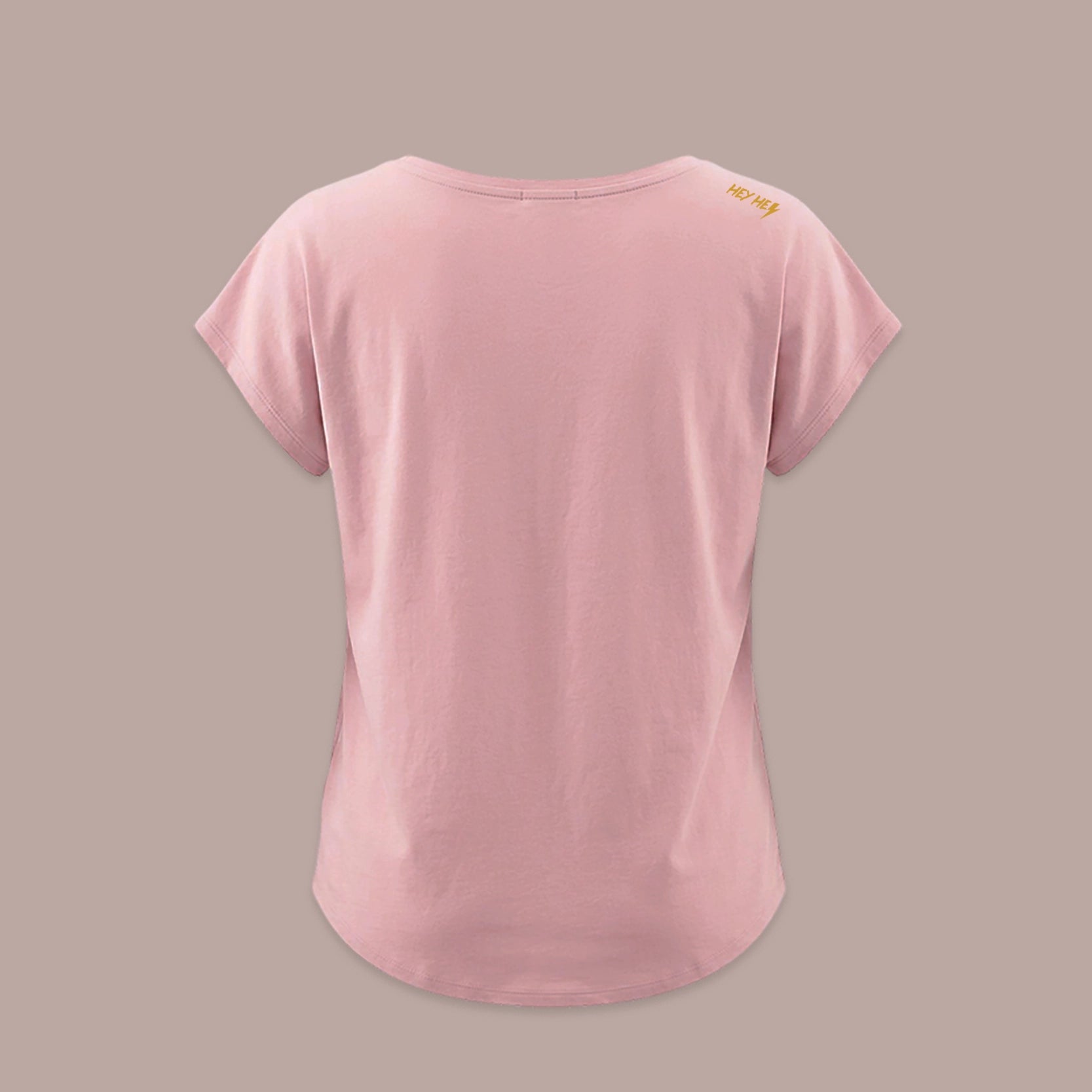 Vue de dos du t-shirt rose pour femme Heyhey avec motif éclair