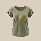 T-shirt kaki d'été pour femme avec motif éclair Ambiance