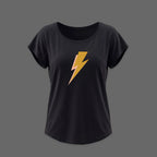 Look rock et décontracté : t-shirt léger femme noir avec imprimé éclair 