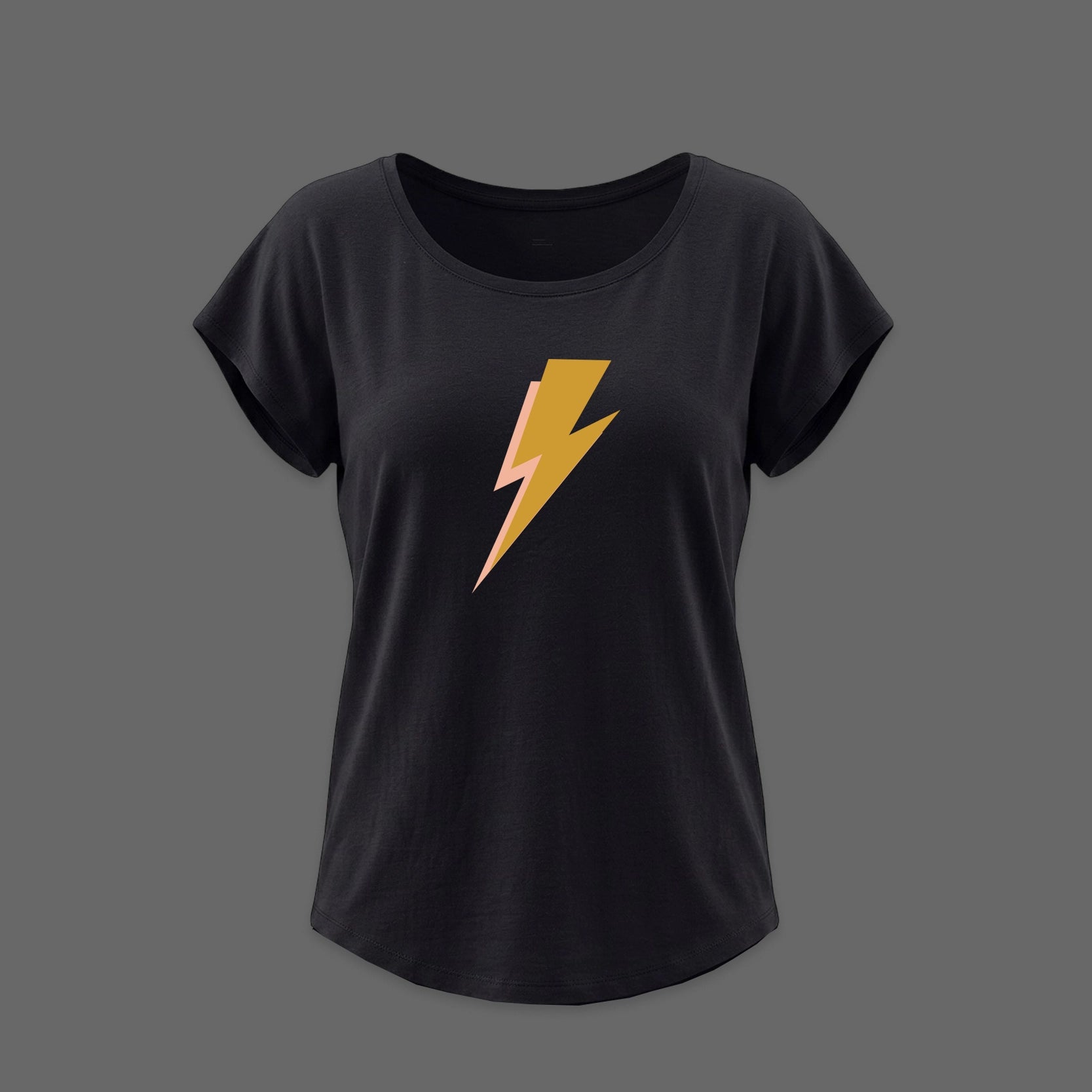 Look rock et décontracté : t-shirt léger femme noir avec imprimé éclair 
